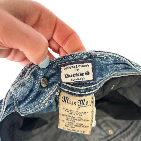 Miss Me Jeans for Buckle Butterfly Fleur de Lis Rhinestone Denim Women Sz 25 Y2K - Picture 3 of 12
